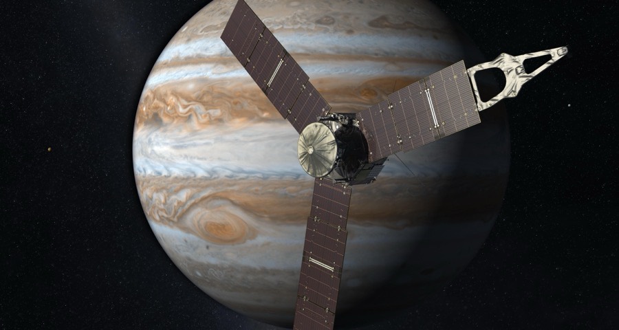 La sonde Juno en orbite autour de Jupiter, vue d'artiste